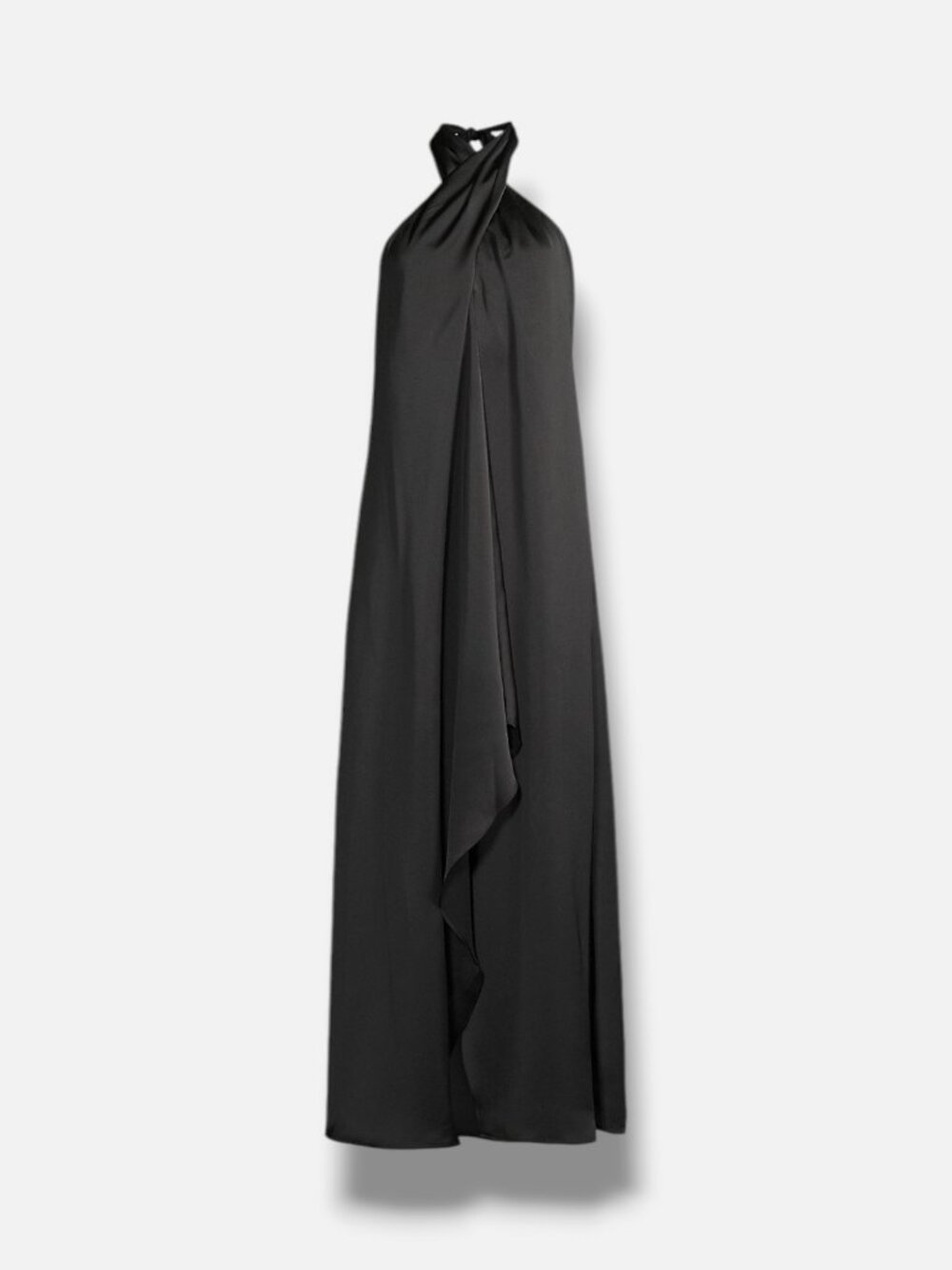 Ramy Brook Womens' Black Carey Satin Draped Gown Dress Size 4